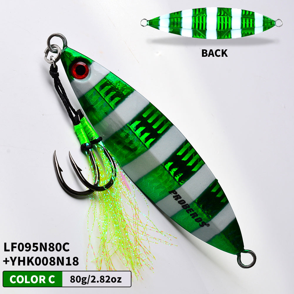 KATYUSHA 80g-100g-120g Glowing Sea Fishing Lure with Assist Hook Seawater Jigging Long Throw Metal Lure Lure Boat Fishing Bait