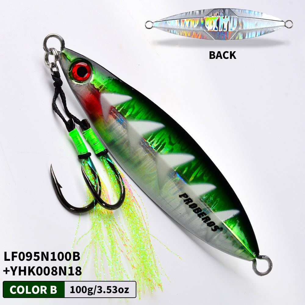 KATYUSHA 80g-100g-120g Glowing Sea Fishing Lure with Assist Hook Seawater Jigging Long Throw Metal Lure Lure Boat Fishing Bait