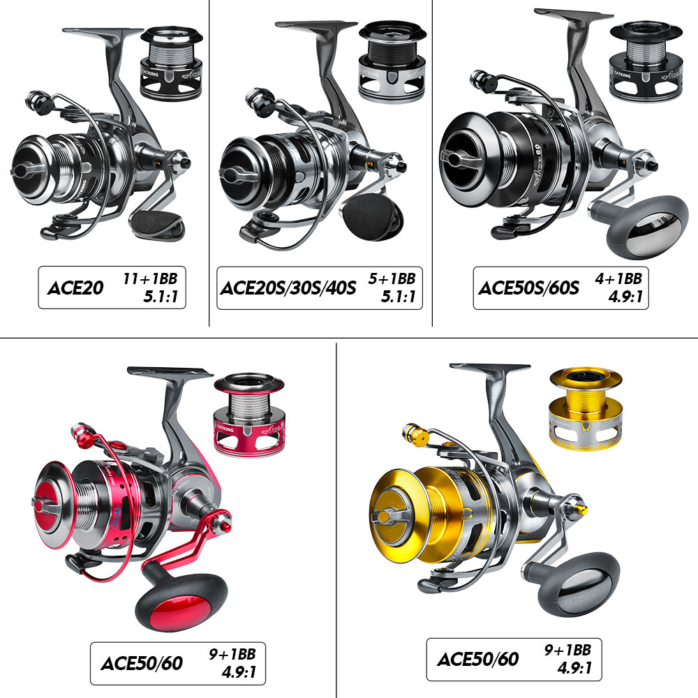 KATYUSHA ACE Spinning Reel, 11+1/ 5+1/ 4+1BB, 5.1:1/ 4.9:1 Gear Ratio, 6kg-14kg Max Drag CNC Aluminum, Left/ Right Interchangeable Handle