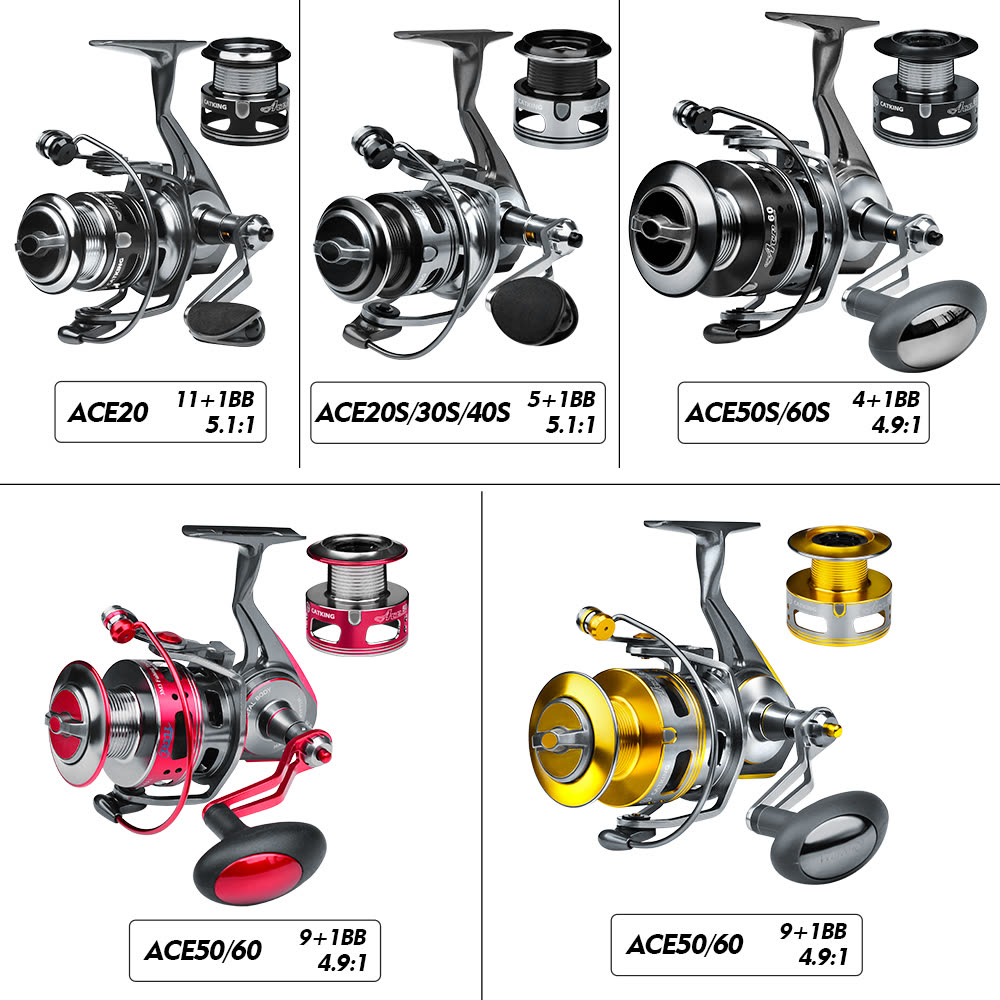 KATYUSHA ACE Spinning Reel, 11+1/ 5+1/ 4+1BB, 5.1:1/ 4.9:1 Gear Ratio, 6kg-14kg Max Drag CNC Aluminum, Left/ Right Interchangeable Handle - detail view