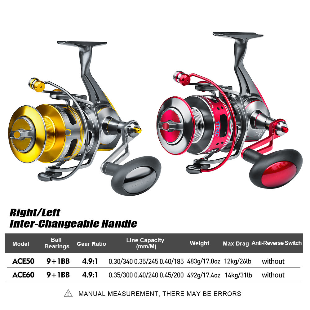 KATYUSHA ACE Spinning Reel, 11+1/ 5+1/ 4+1BB, 5.1:1/ 4.9:1 Gear Ratio, 6kg-14kg Max Drag CNC Aluminum, Left/ Right Interchangeable Handle - detail view