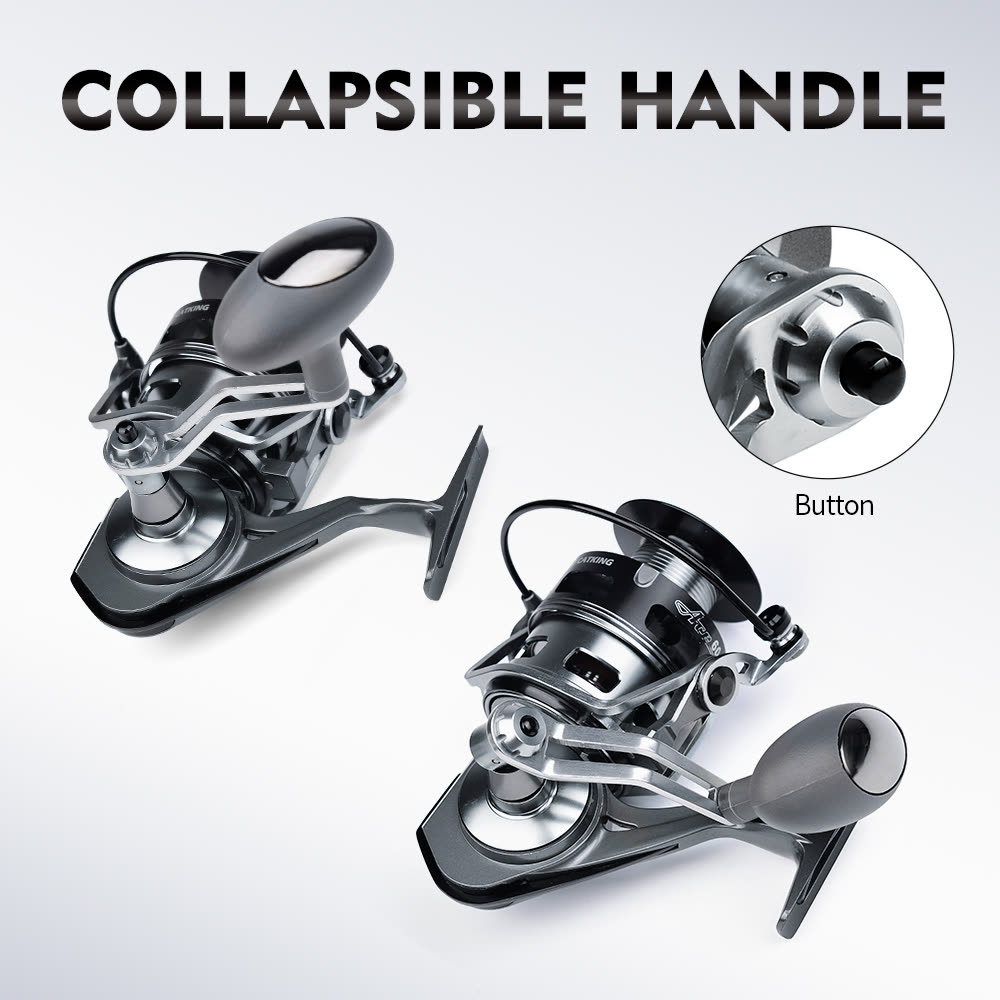 KATYUSHA ACE Spinning Reel, 11+1/ 5+1/ 4+1BB, 5.1:1/ 4.9:1 Gear Ratio, 6kg-14kg Max Drag CNC Aluminum, Left/ Right Interchangeable Handle - detail view