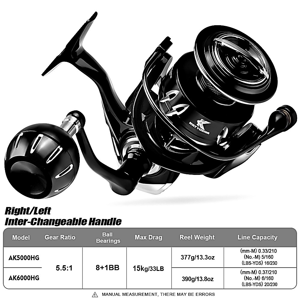 KATYUSHA AK5000/ AK6000 Spinning Reel CNC Aluminium Saltwater - sku