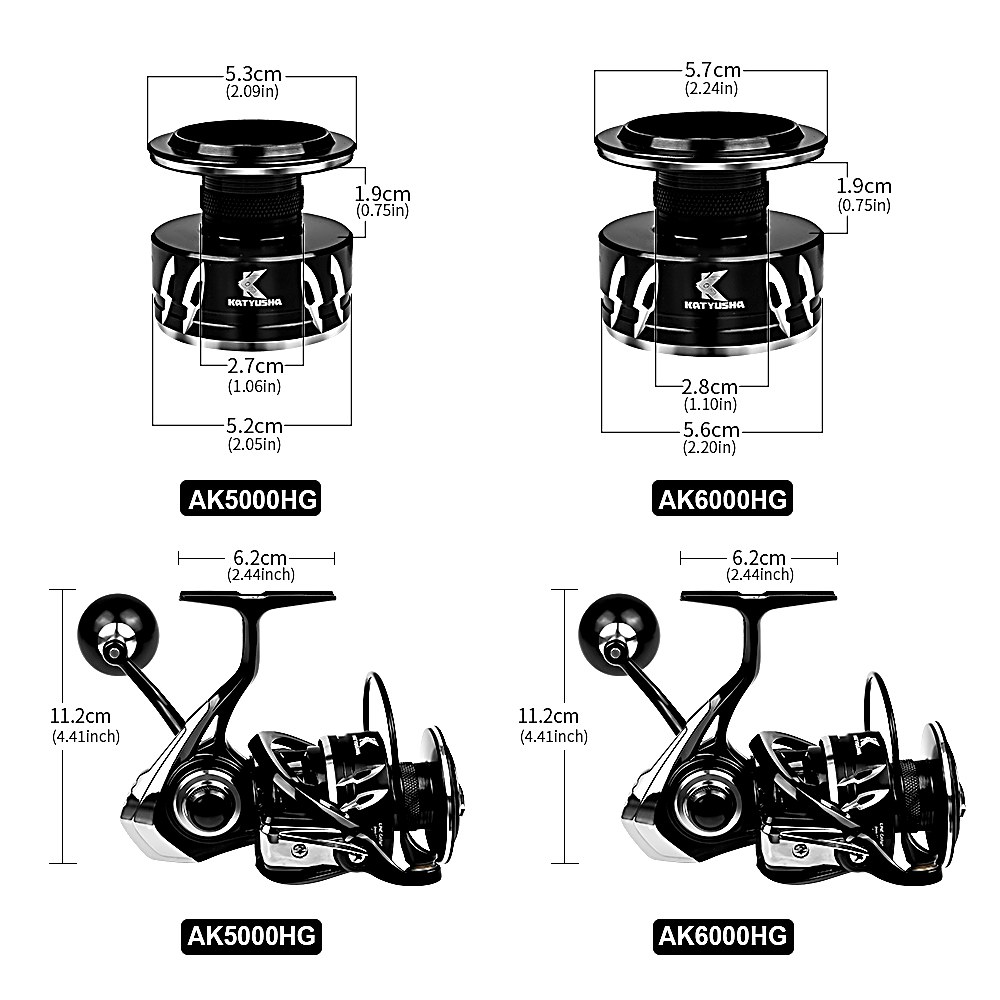 KATYUSHA AK5000/ AK6000 Spinning Reel CNC Aluminium Saltwater - detail