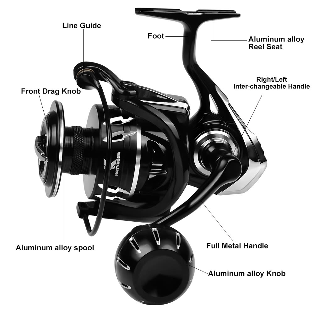 KATYUSHA AK5000/ AK6000 Spinning Reel CNC Aluminium Saltwater - detail view