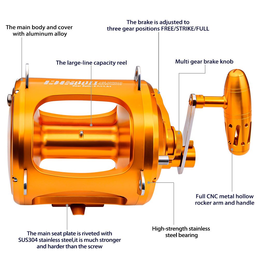 KATYUSHA DG80II Jigging Reel - 45KG Max Drag, Heavy - Duty Fishing Reel for Trolling