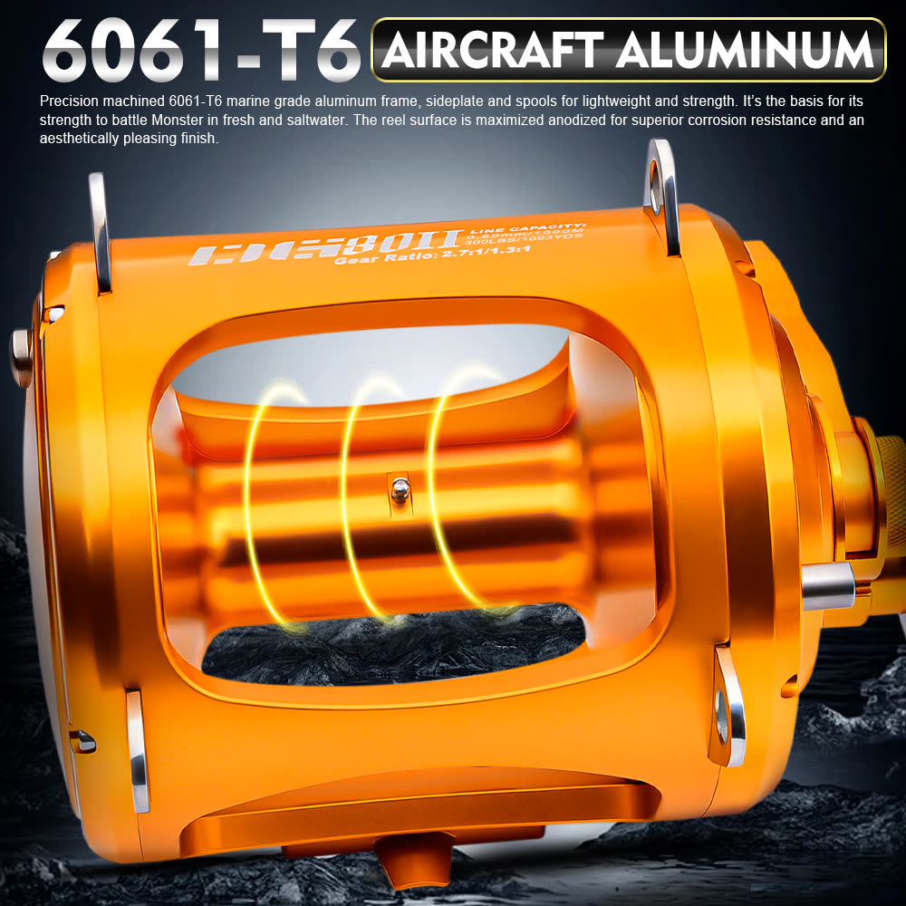 KATYUSHA DG80II Jigging Reel - 45KG Max Drag, Heavy - Duty Fishing Reel for Trolling - detail view
