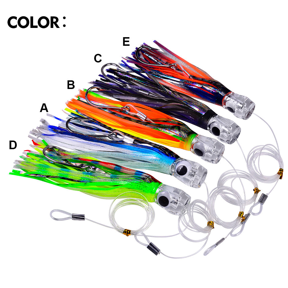 KATYUSHA Squid Trolling Lure, 70g/ 96g, 17/ 23cm, 6/ 8/ 0# Hook & 170cm Leader, Pre-Rigged Squid Skirt, for Tuna Marlin Mahi-Mahi