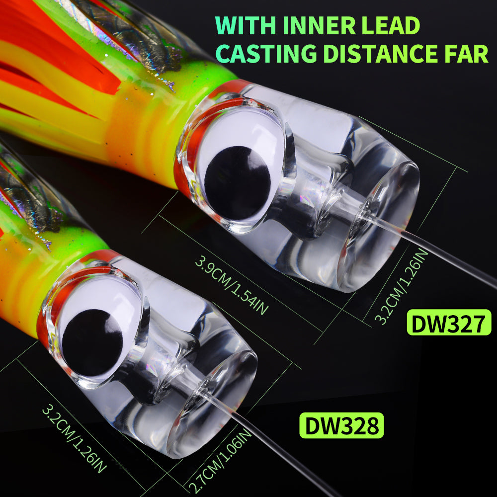 KATYUSHA Squid Trolling Lure, 70g/ 96g, 17/ 23cm, 6/ 8/ 0# Hook & 170cm Leader, Pre-Rigged Squid Skirt, for Tuna Marlin Mahi-Mahi