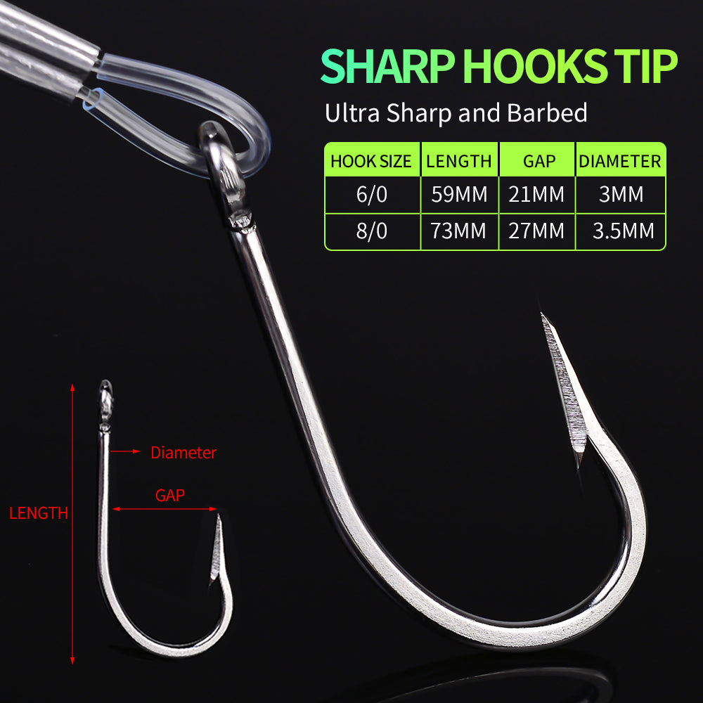 KATYUSHA Squid Trolling Lure, 70g/ 96g, 17/ 23cm, 6/ 8/ 0# Hook & 170cm Leader, Pre-Rigged Squid Skirt, for Tuna Marlin Mahi-Mahi