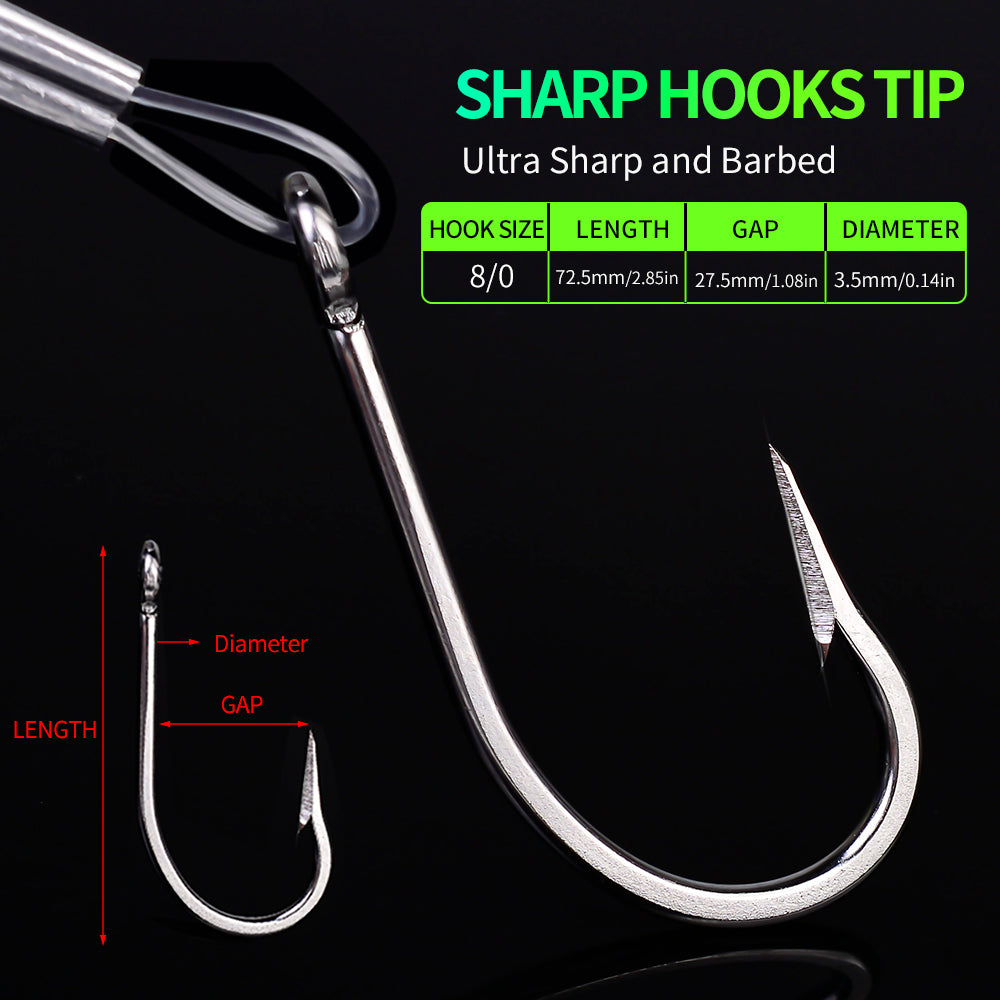 KATYUSHA Squid Trolling Lure, 85g, 22cm, 5PCS Set, with 8/ 0# Hook & 170cm Leader, Pre-Rigged Squid Skirt, for Tuna Marlin Mahi-Mahi