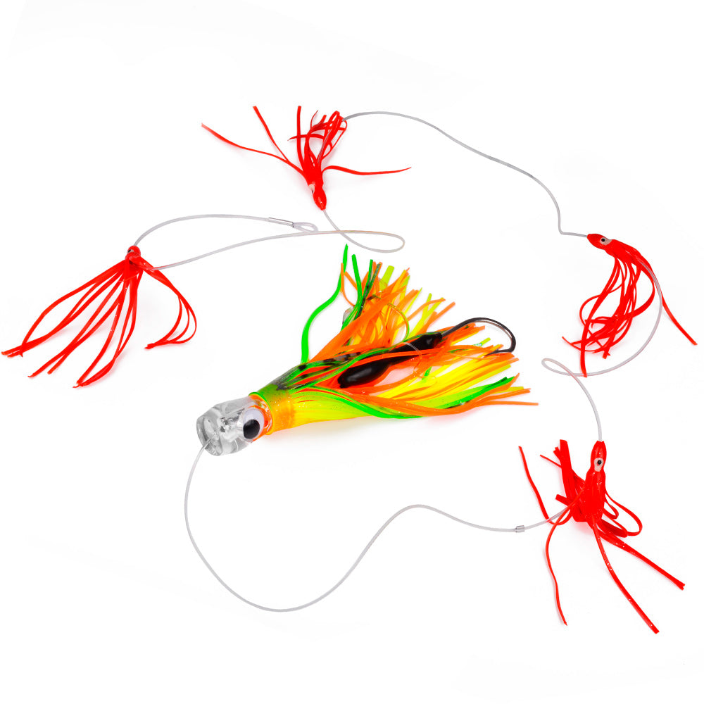 KATYUSHA Squid Trolling Lure Set, 6PCS/ Set, 5.9-9.1in, Crystal/ Metal Head, with Storage Bag