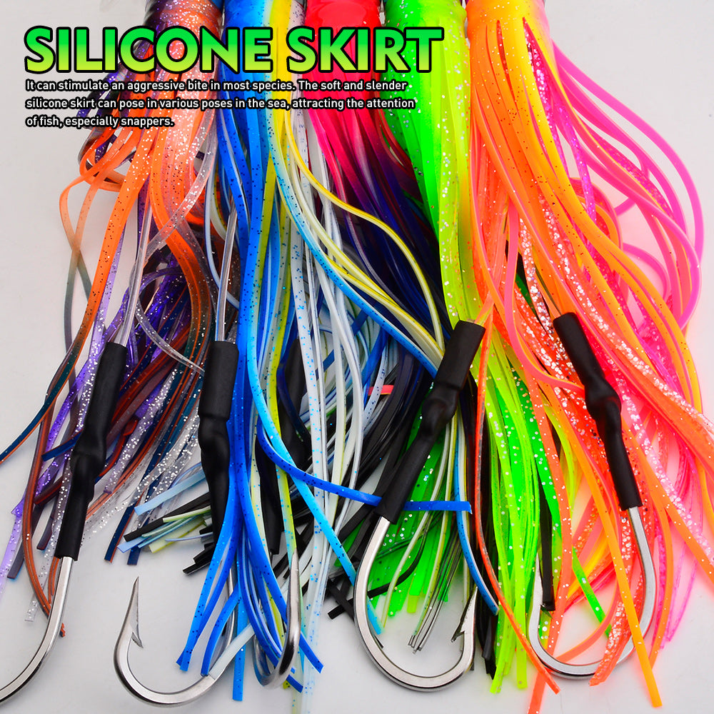 KATYUSHA Squid Trolling Lure, 85g/ 102g/ 119g/ 23.5/ 24cm, 170cm Leader (Colors A-E) Metal Head + Green Squid Skirt