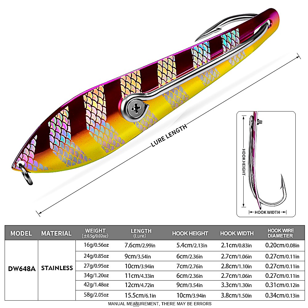 KATYUSHA DW648 Sinking Metal Jig Long Cast Lure 30-60g 6 Colors (1PC) - sku