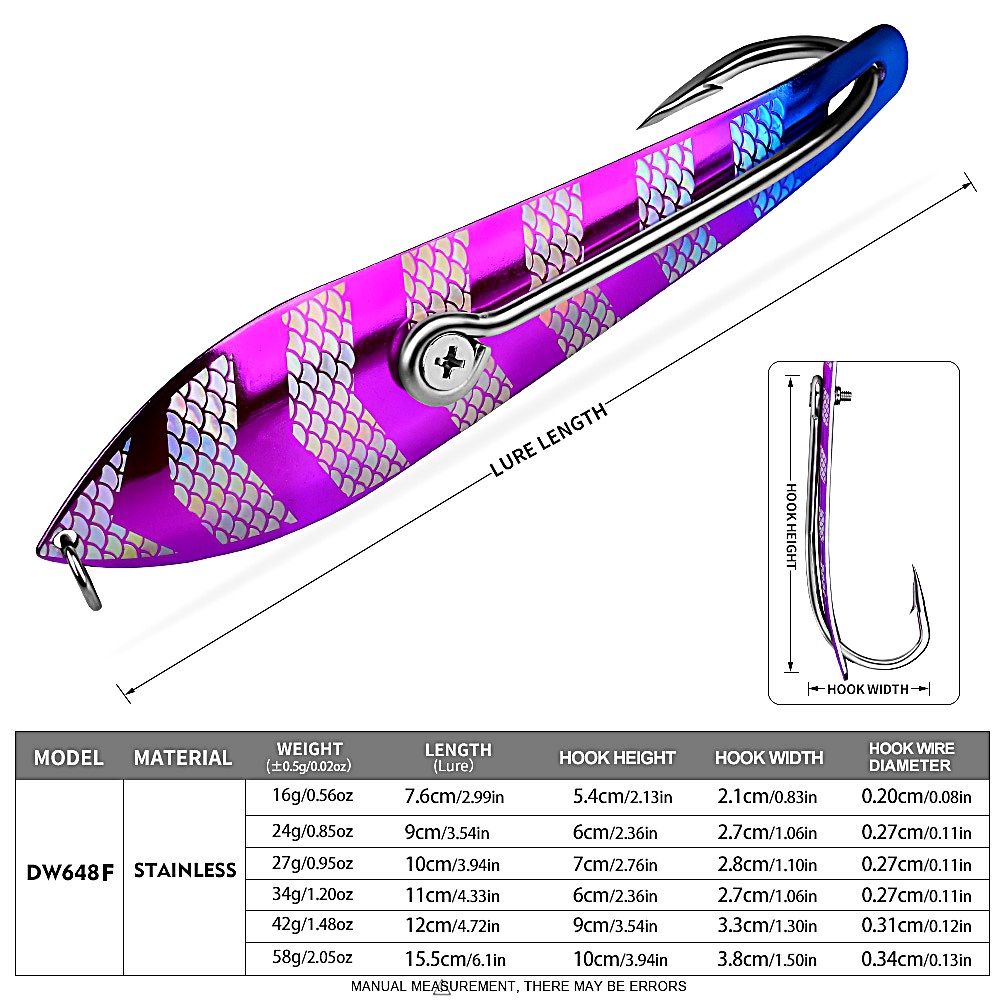 KATYUSHA DW648 Sinking Metal Jig Long Cast Lure 30-60g 6 Colors (1PC) - sku