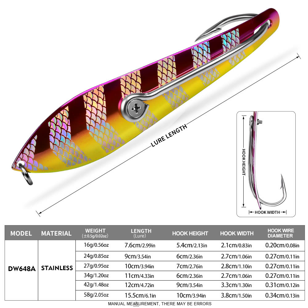 KATYUSHA DW648 Sinking Metal Jig Long Cast Lure 30-60g 6 Colors (1PC) - colour option A