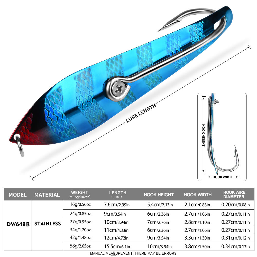 KATYUSHA DW648 Sinking Metal Jig Long Cast Lure 30-60g 6 Colors (1PC) - colour option B