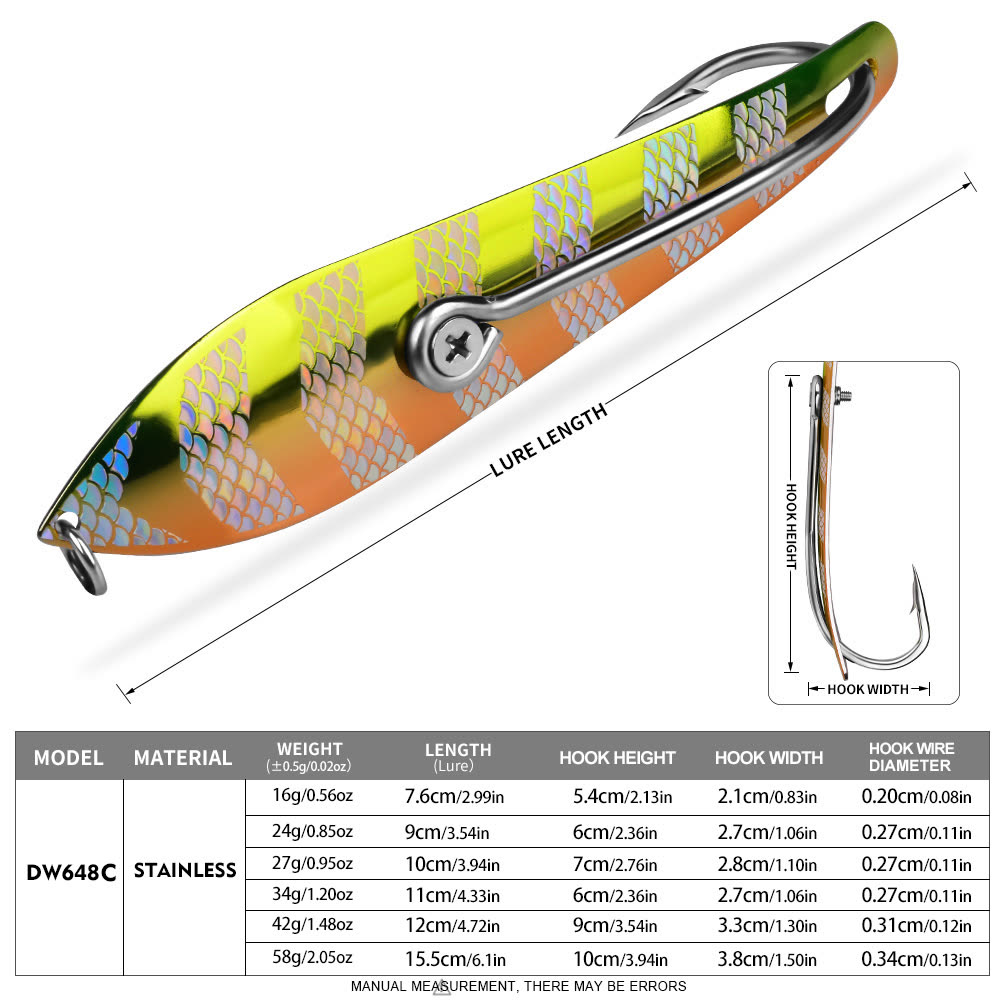 KATYUSHA DW648 Sinking Metal Jig Long Cast Lure 30-60g 6 Colors (1PC) - colour option C
