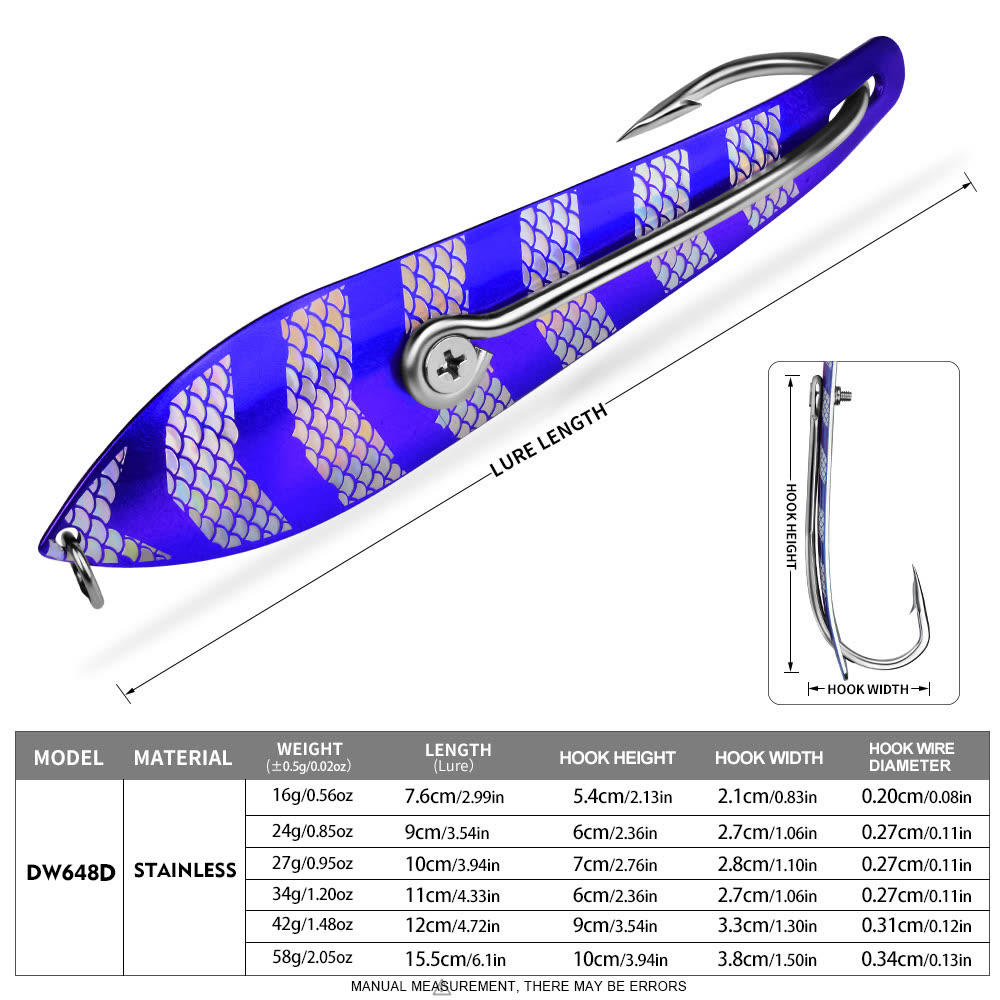 KATYUSHA DW648 Sinking Metal Jig Long Cast Lure 30-60g 6 Colors (1PC) - colour option D
