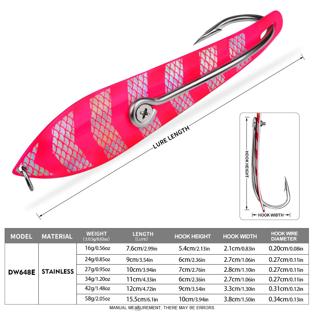 KATYUSHA DW648 Sinking Metal Jig Long Cast Lure 30-60g 6 Colors (1PC) - colour option E