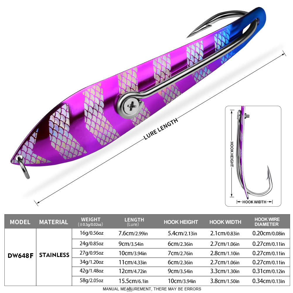 KATYUSHA DW648 Sinking Metal Jig Long Cast Lure 30-60g 6 Colors (1PC) - colour option F