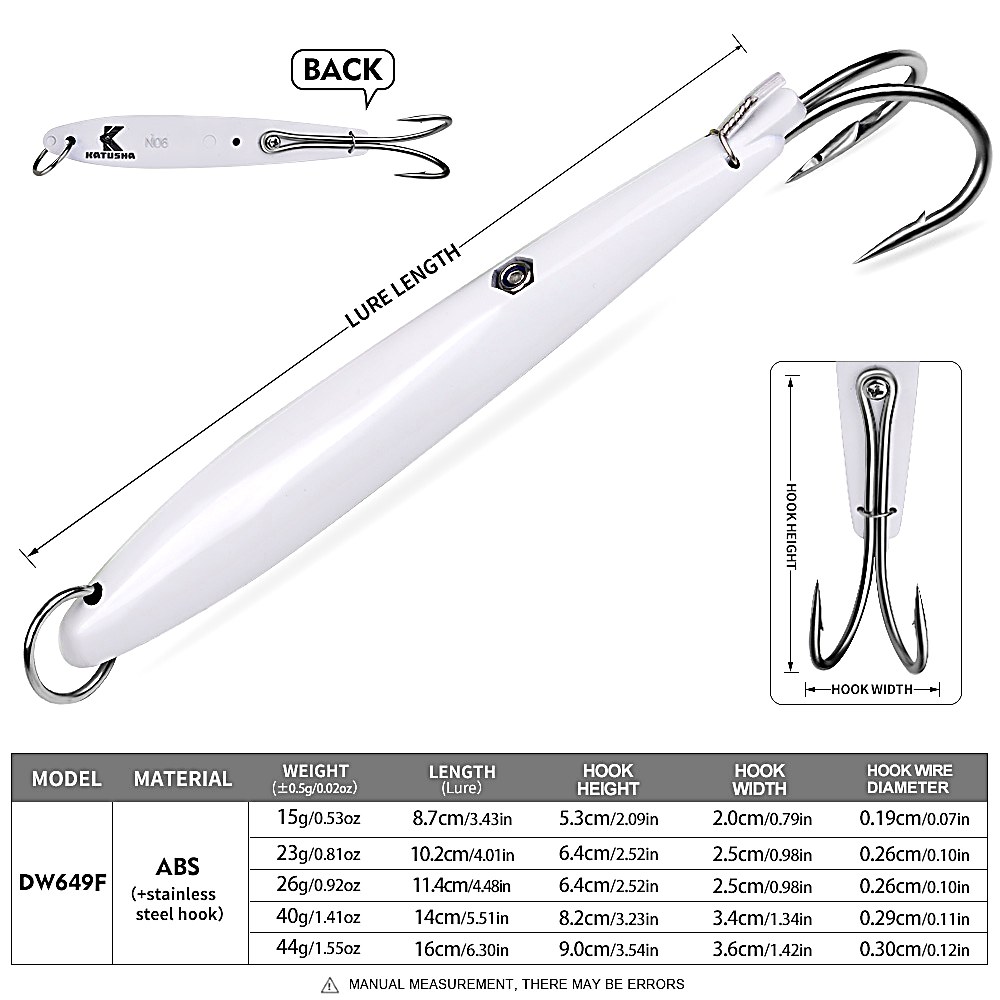 KATYUSHA DW649 Metal Jig Lure 15-44g 6 Colors (1PC) - sku