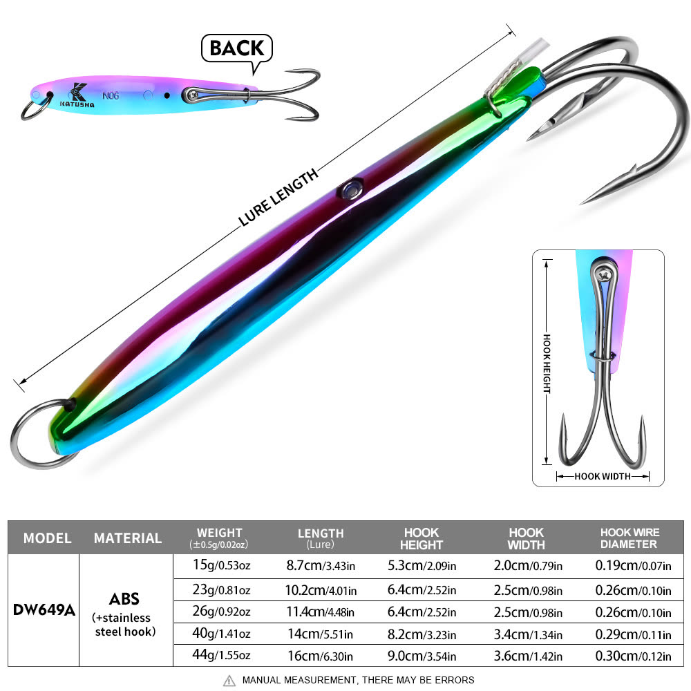 KATYUSHA DW649 Metal Jig Lure 15-44g 6 Colors (1PC) - colour option A