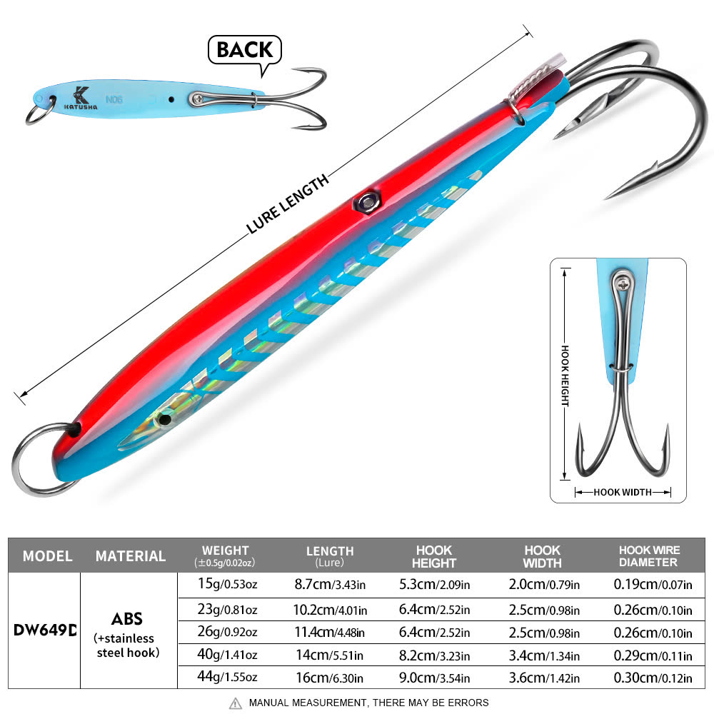 KATYUSHA DW649 Metal Jig Lure 15-44g 6 Colors (1PC) - colour option D