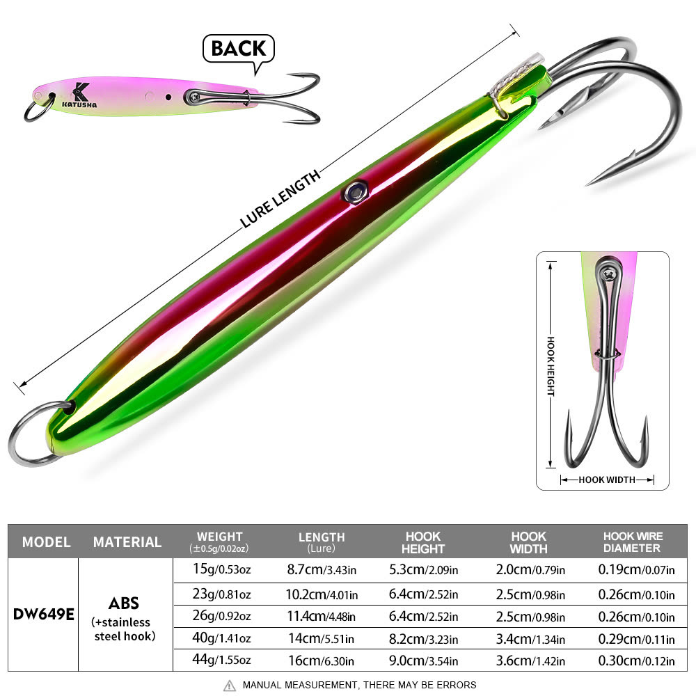KATYUSHA DW649 Metal Jig Lure 15-44g 6 Colors (1PC) - colour option E