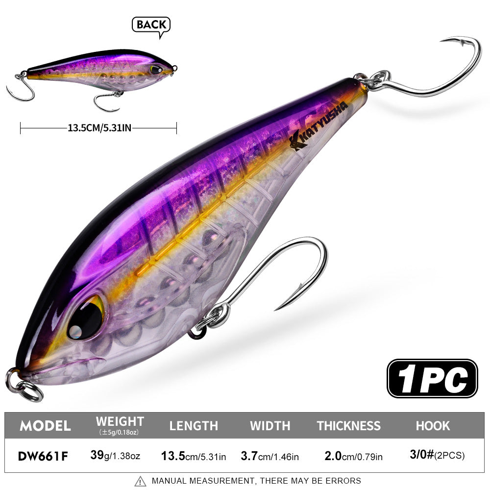 KATYUSHA DW660 & DW661 Vibration Hard Lure 8 Colors (A-H) Saltwater Offshore Fishing Bait 39g/ 125g (1PC Pack)