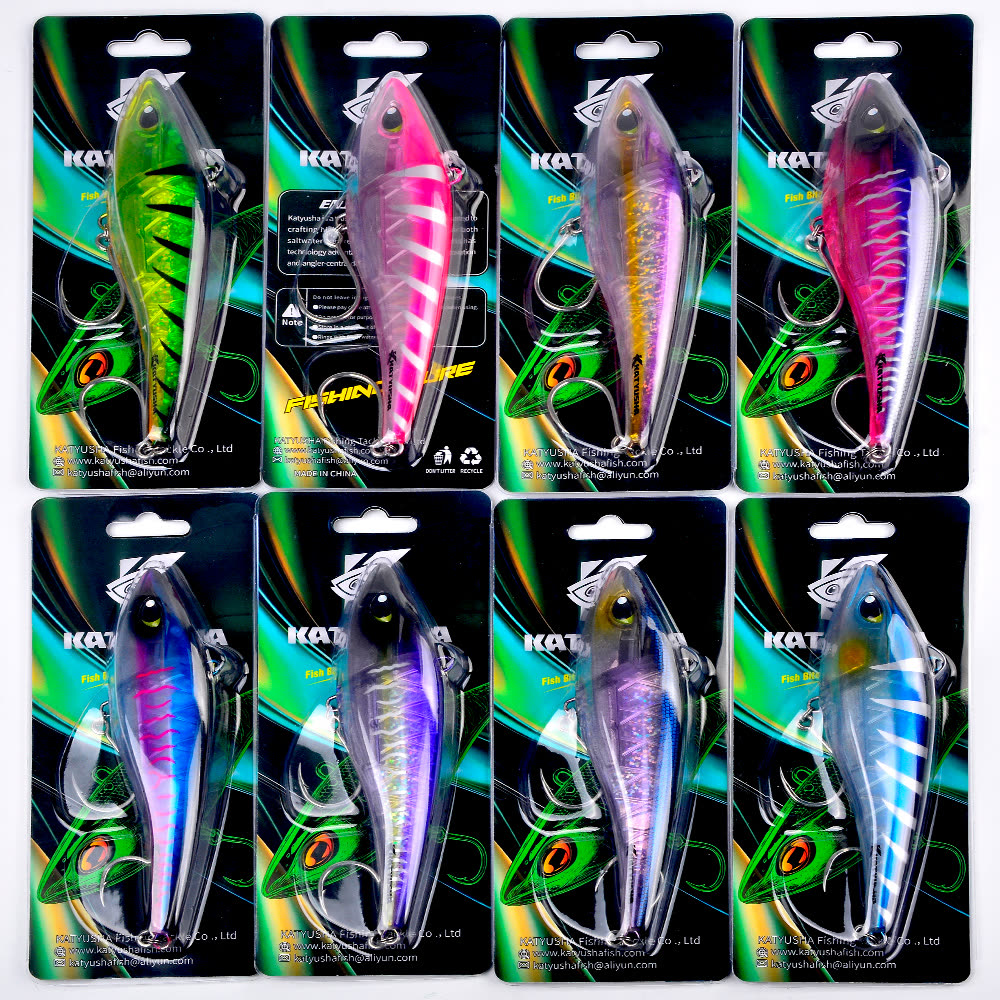 KATYUSHA DW660 & DW661 Vibration Hard Lure 8 Colors (A-H) Saltwater Offshore Fishing Bait 39g/ 125g (1PC Pack) - retail packaging