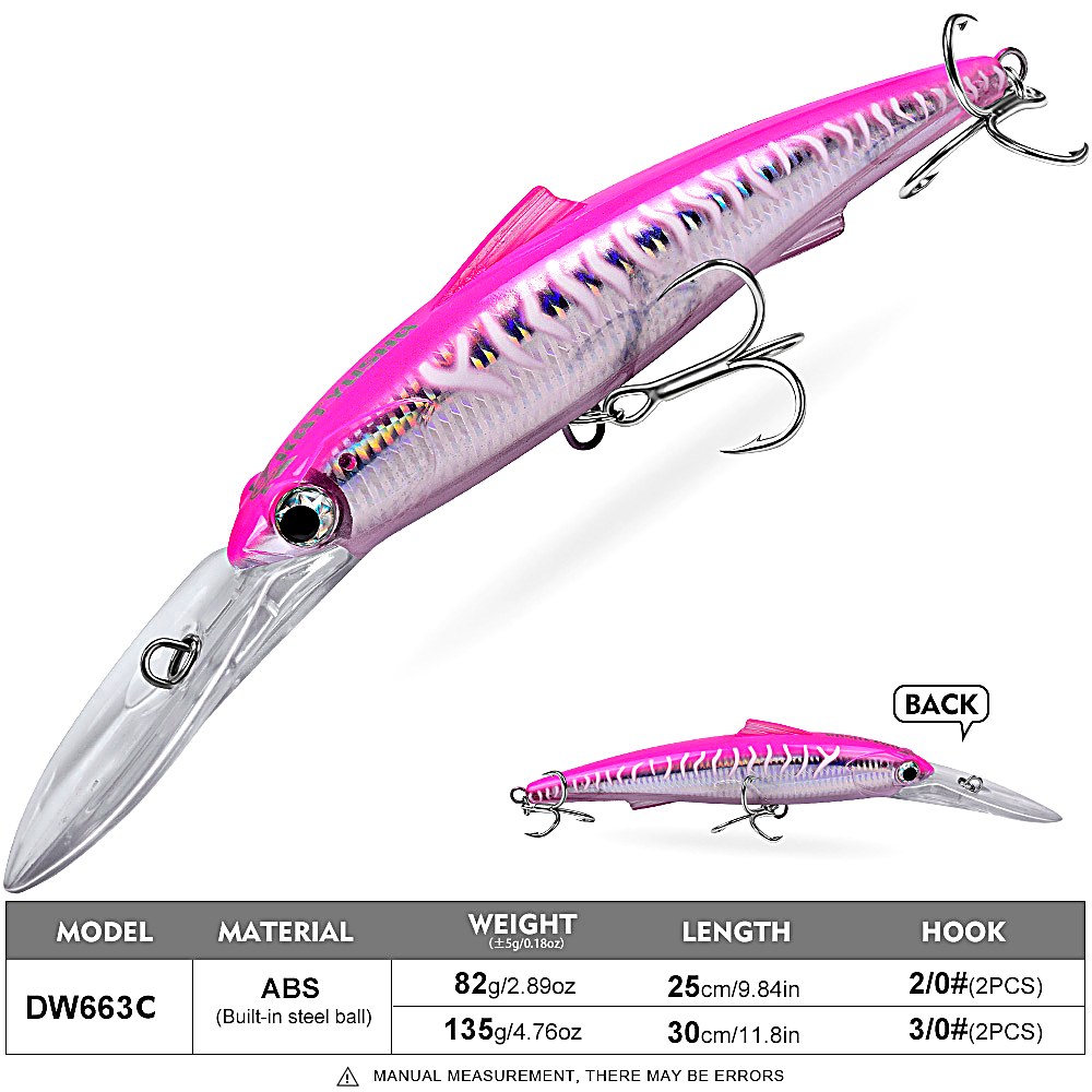 KATYUSHA DW663 Deep Diving Minnow Lure 82g/ 135g Floats at Rest (1PC) - sku