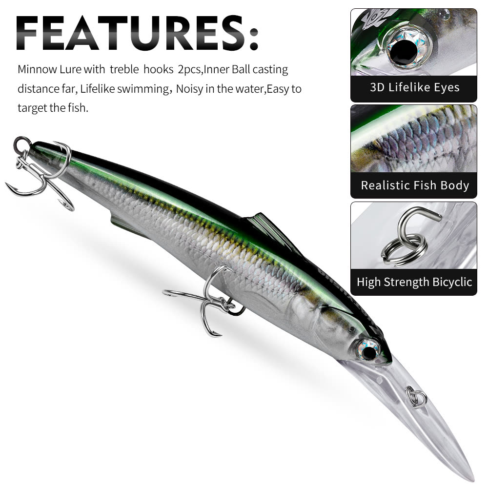 KATYUSHA DW663 Deep Diving Minnow Lure 82g/ 135g Floats at Rest (1PC) - detail view