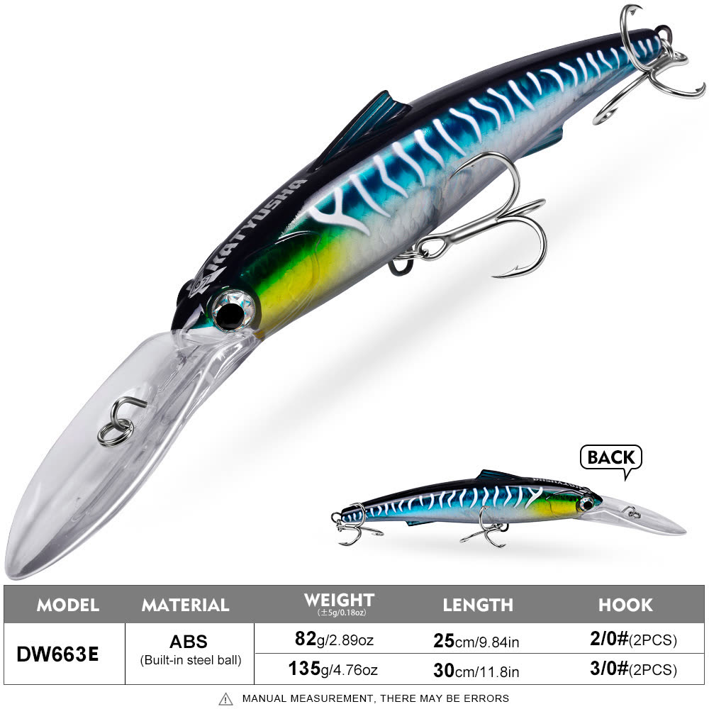 KATYUSHA DW663 Deep Diving Minnow Lure 82g/ 135g Floats at Rest (1PC) - colour option E