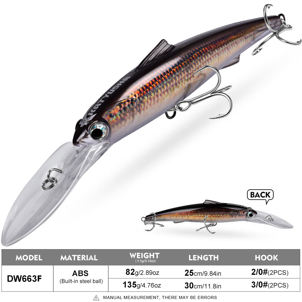 KATYUSHA DW663 Deep Diving Minnow Lure 82g/ 135g Floats at Rest (1PC) - colour option F