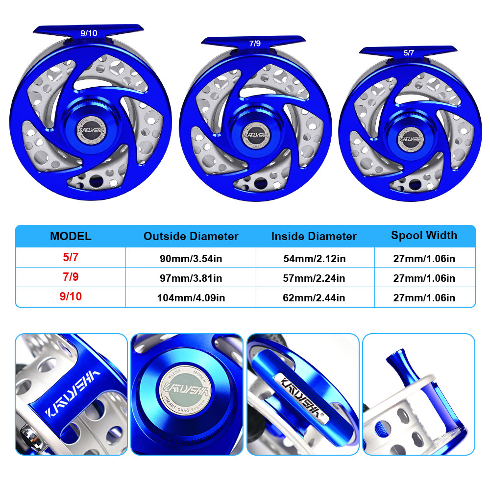 KATYUSHA FR07 Fly Fishing Reel 5/ 7 7/ 9 9/ 10 Full Metal CNC - colour option E