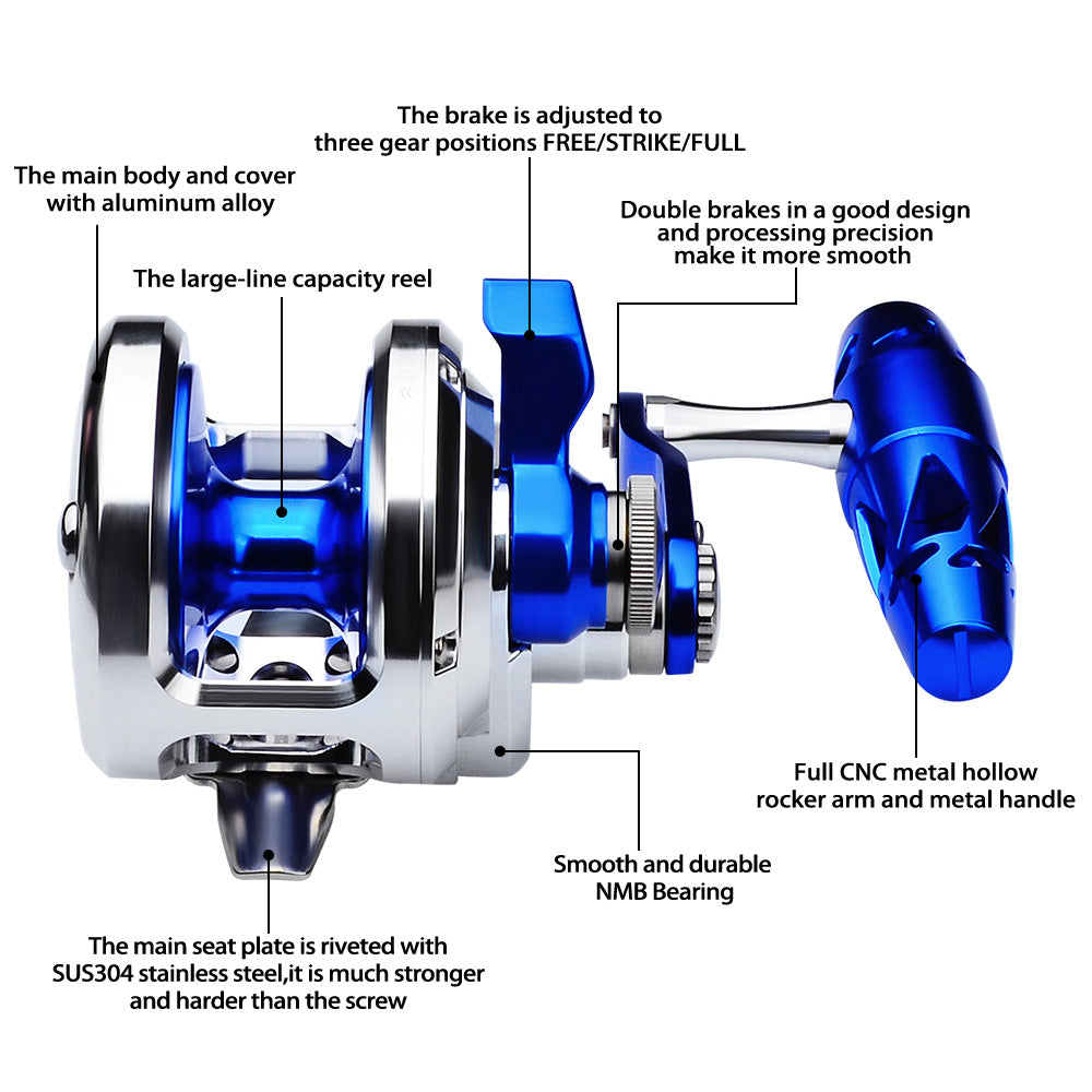 KATYUSHA All Aluminum Saltwater Jigging Reels CNC Precision Processed Fishing Reels 500 Size Trolling Reels