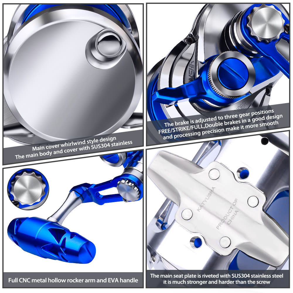 KATYUSHA JN08-JN10 Series Jigging Reels - 40KG/ 25KG Max Drag Fishing Reels for Trolling - detail view