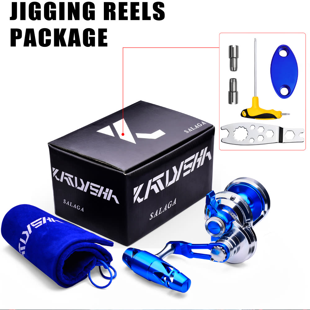 KATYUSHA JN08-JN10 Series Jigging Reels - 40KG/ 25KG Max Drag Fishing Reels for Trolling - retail packaging