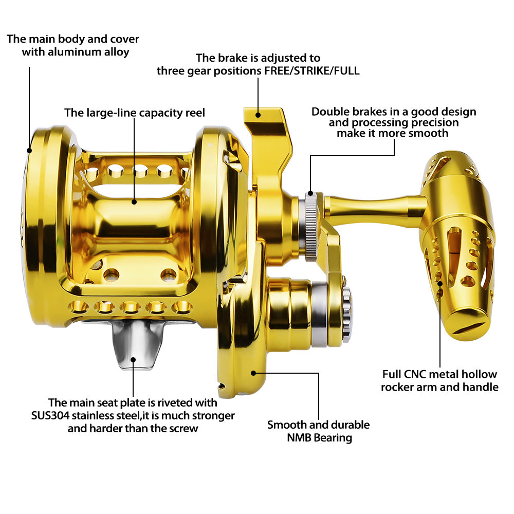 KATYUSHA JN12L/ R01 Gold Jigging Reel - 40KG Max Drag, Ideal Fishing Reel for Trolling