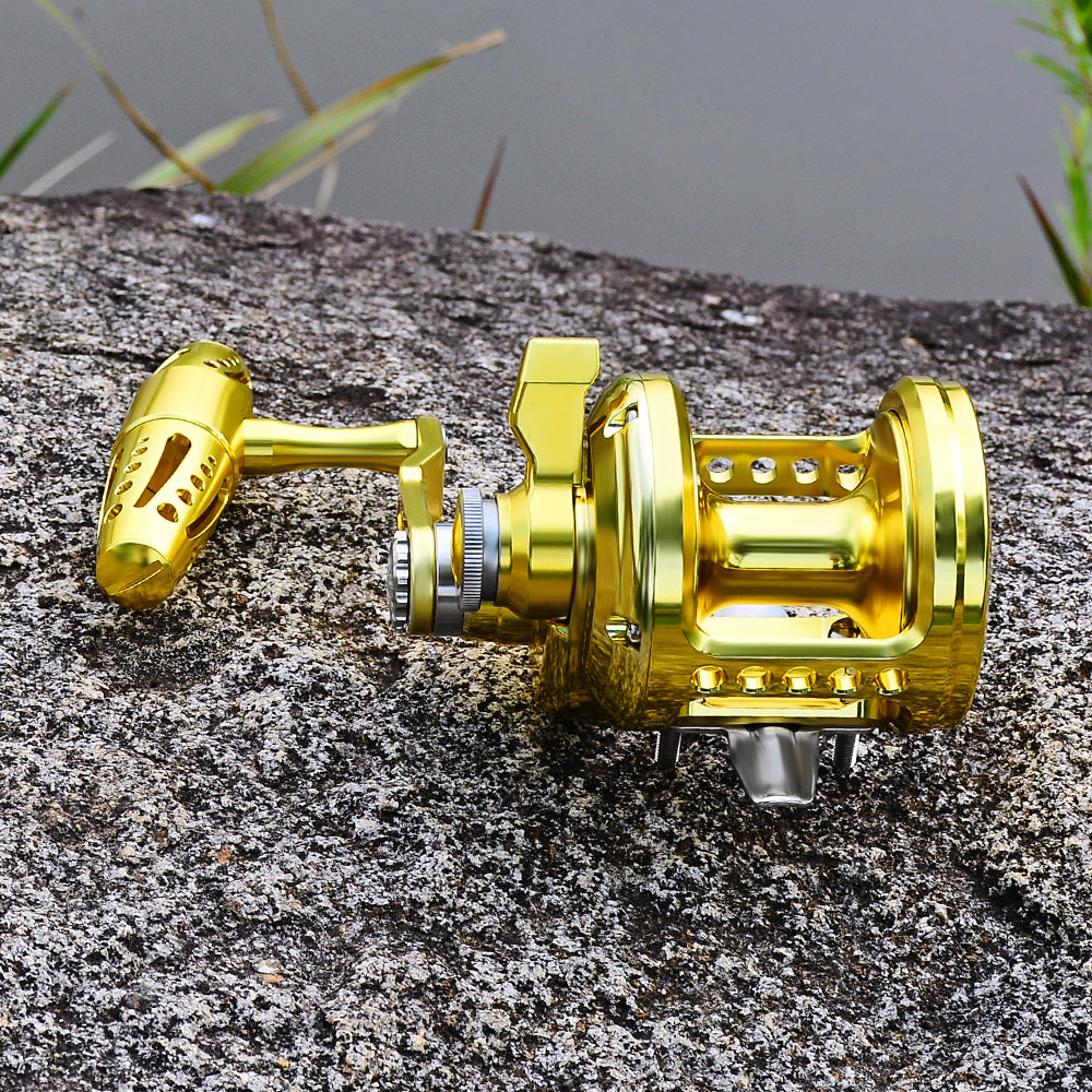 KATYUSHA JN12L/ R02 Gold Hollow Jigging Reel - 40KG Max Drag, Ideal for Fishing & Trolling