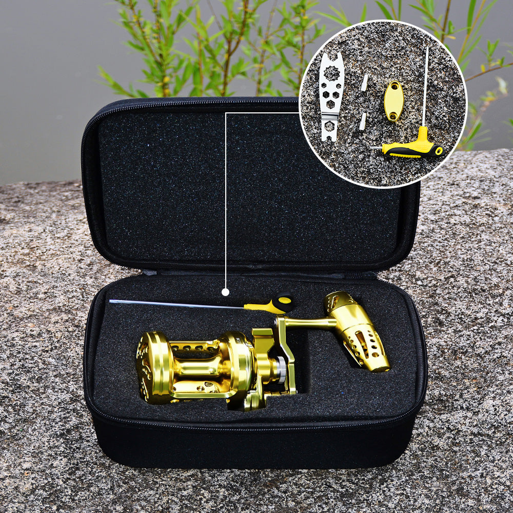 KATYUSHA JN12L/ R02 Gold Hollow Jigging Reel - 40KG Max Drag, Ideal for Fishing & Trolling