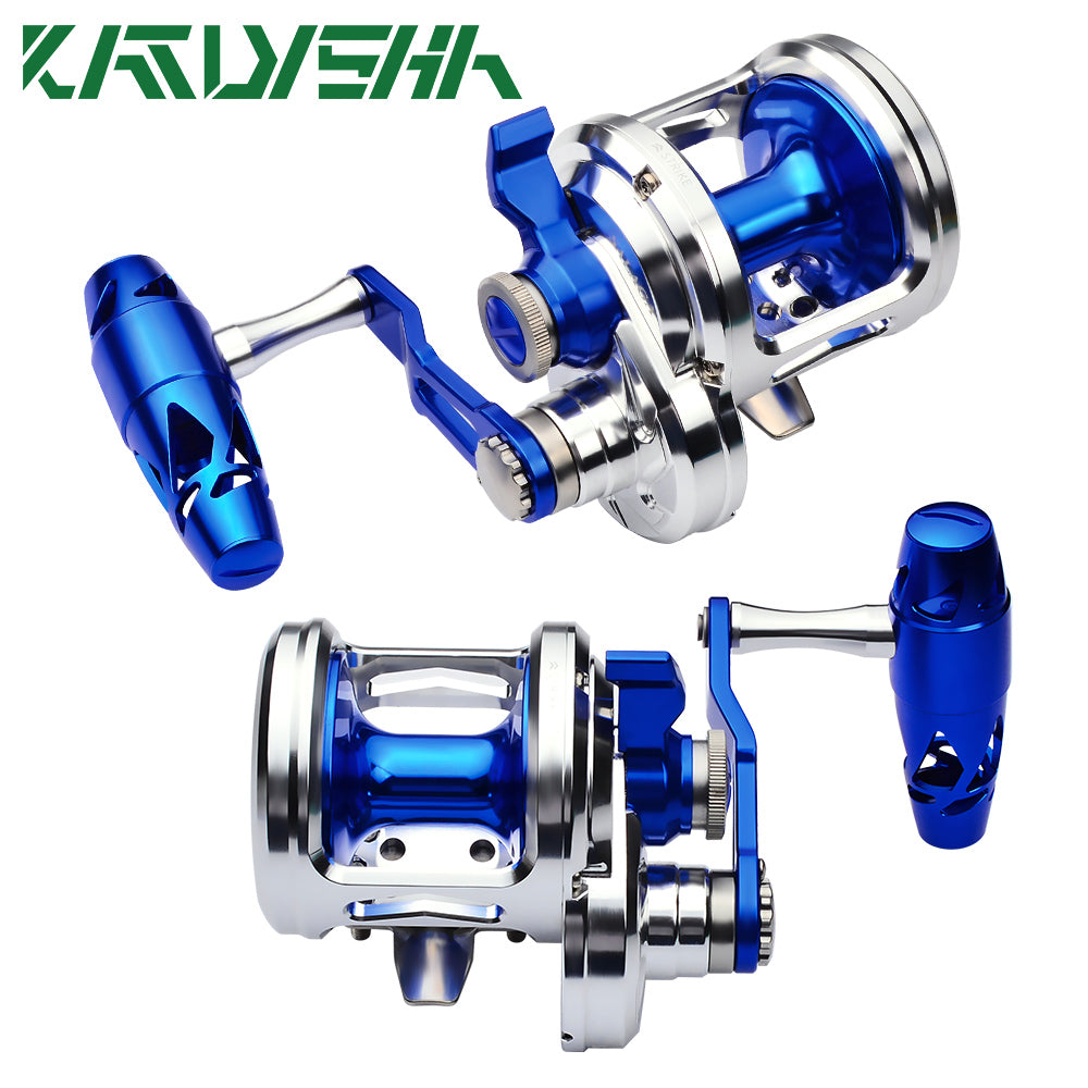 KATYUSHA JN12L/ R04 Silver - Blue Jigging Reel: 40KG Max Drag for Fishing & Trolling