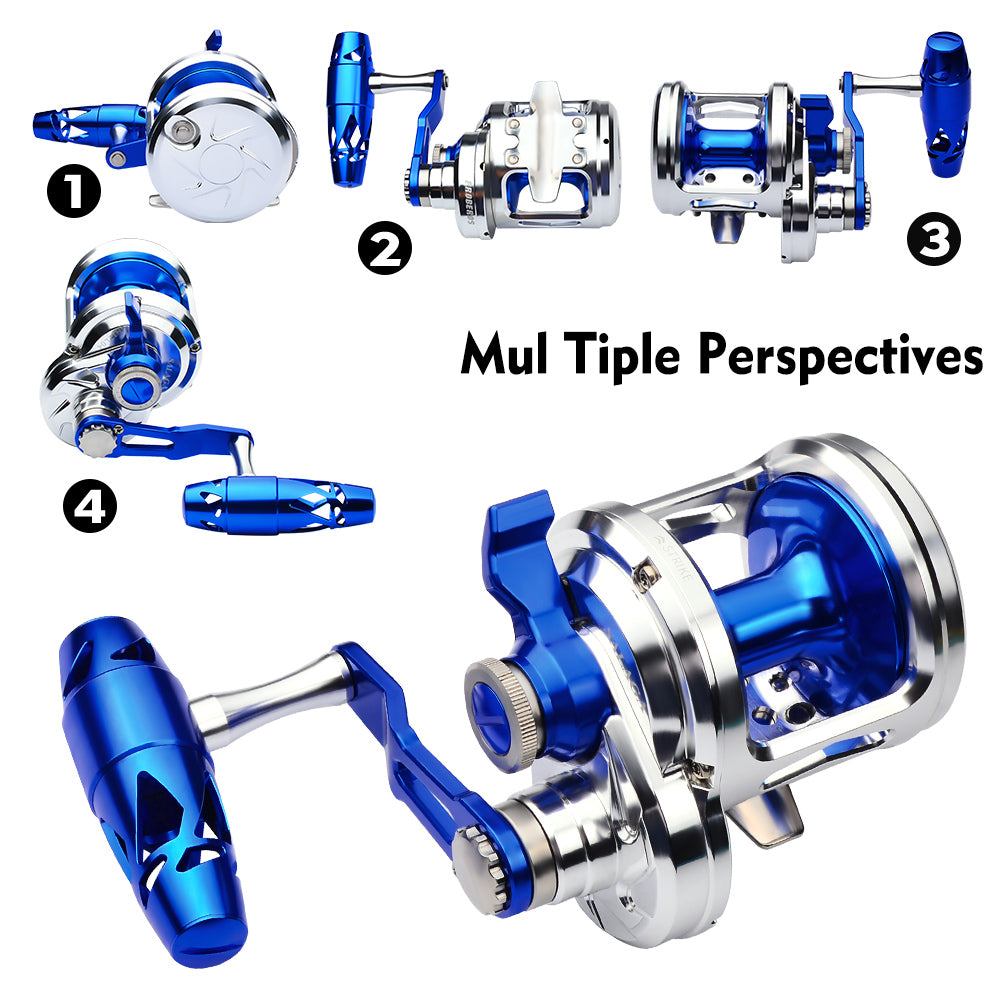KATYUSHA JN12L/ R04 Silver - Blue Jigging Reel: 40KG Max Drag for Fishing & Trolling