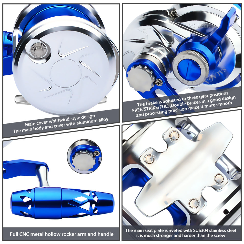 KATYUSHA JN12L/ R04 Silver - Blue Jigging Reel: 40KG Max Drag for Fishing & Trolling