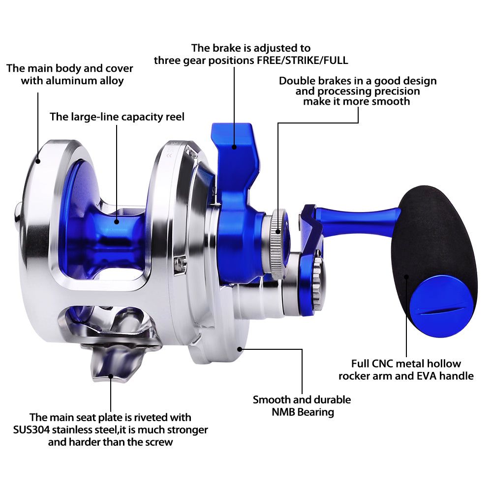 KATYUSHA JN500 L/ R01 Jigging Reels - CNC Precision Fishing Reels, 40KG Max Drag Trolling Reels