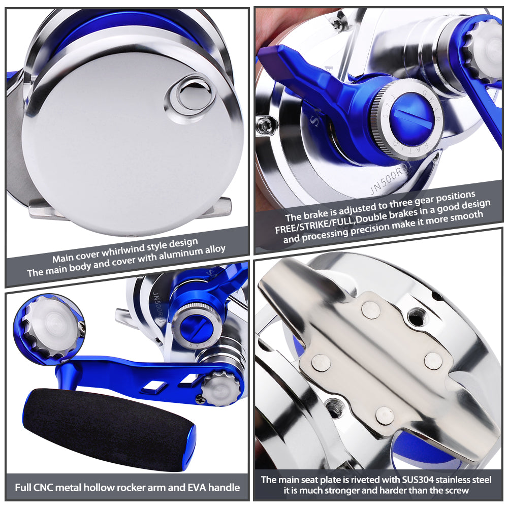 KATYUSHA JN500 L/ R01 Jigging Reels - CNC Precision Fishing Reels, 40KG Max Drag Trolling Reels