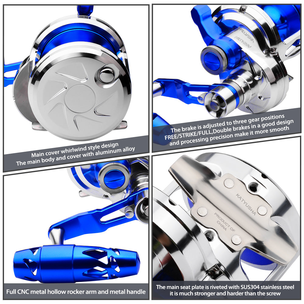 KATYUSHA KJN600 Jigging Reel - 40KG Max Drag, Smooth Fishing Reel with PE Line, Ideal for Trolling Reels