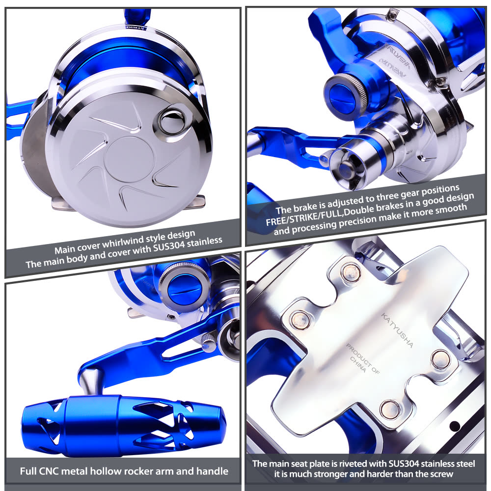 KATYUSHA KJN600 Jigging Reel - 40KG Max Drag, Smooth Fishing Reel with PE Line, Ideal for Trolling Reels - detail view