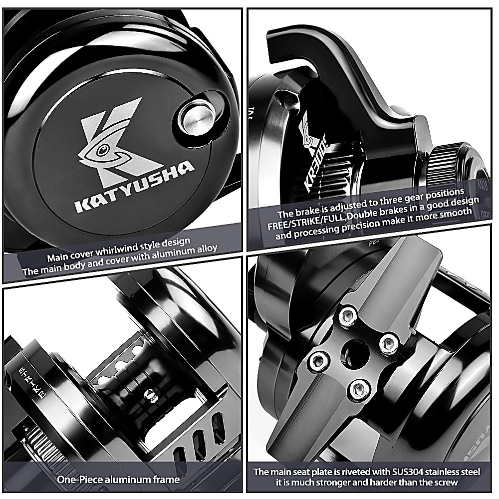 KATYUSHA KR200/ KR300 Jigging Reel with Power Handle Saltwater Trolling - detail